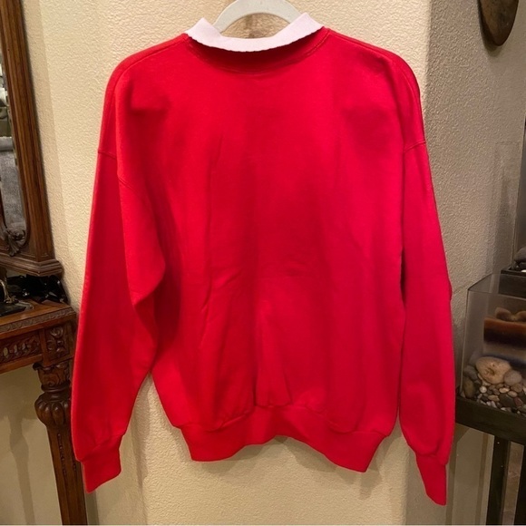 Vintage HANES Women Red Cat & Mouse Xmas Holidays Collar Sweatshirt Size Large - Picture 5 of 8